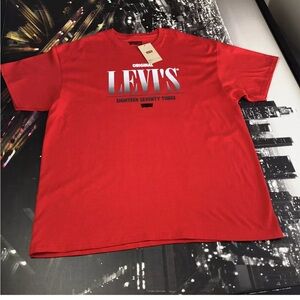 Levis Mens T Shirt Classic 100% Cotton Crew Neck Logo Short Sleeve Red Sz XL New
